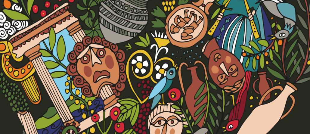 Colorful design with Roman elements